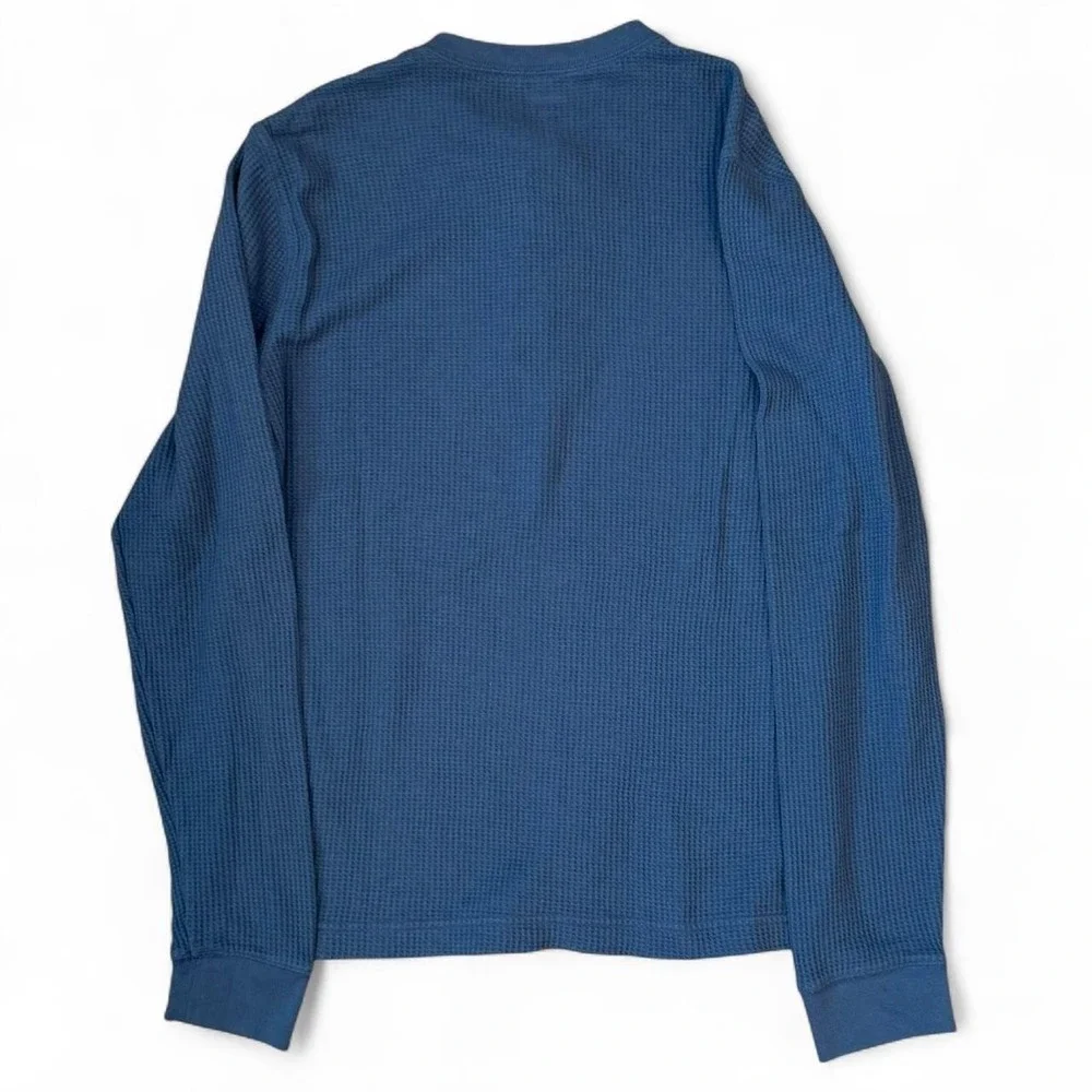 Sonoma Thermal Waffle Knit Blue Henley Shirt Men's Size Medium Layer Skater Y2K